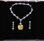 Load image into Gallery viewer, Jewelry Set, Stunning High Quality Imitation Yellow Diamond Lady Gaga Oscar Necklace Pendant Earrings, 18K White Gold Plated S925 Sterling Silver Necklace
