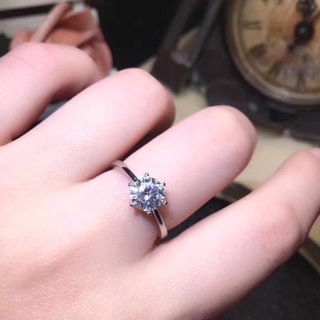 1 Carat Top Grade Moissanite Ring, S925 Sterling Silver, Handmade Wedding Engagement Gift For Women Men