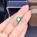 Load image into Gallery viewer, 2 Carat Top Grade Bluish Green Moissanite Ring, S925 Sterling Silver, Handmade Wedding Engagement Gift For Women Her

