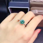Load image into Gallery viewer, 2 Carat Top Grade Bluish Green Moissanite Ring, S925 Sterling Silver, Handmade Wedding Engagement Gift For Women Her
