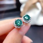 Load image into Gallery viewer, 1ct+1ct Shinning Bluish Green Moissanite Earrings, S925 Sterling Silver, Handmade Engagement Gift  For Women Her
