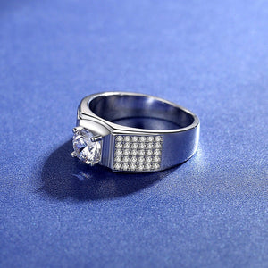 2/3/5 Carat Top Grade Moissanite Ring For Men, S925 Sterling Silver, Handmade Wedding Engagement Gift Art Deco