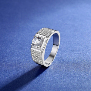 2/3/5 Carat Top Grade Moissanite Ring For Men, S925 Sterling Silver, Handmade Wedding Engagement Gift Art Deco