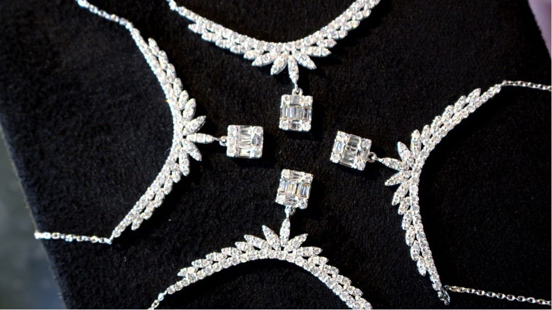 18K White Gold Diamond Pendant Necklace, Smile Feather Design, Handmade Engagement Gift  For Women Her