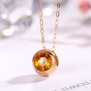 18K Rose Gold Diamond Pendant Necklace, Multi Gemstones Choices, Handmade Wedding Engagement Gift  For Women Her