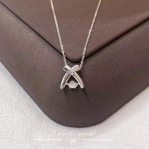 18K White Gold Diamond Pendant Necklace, Handmade Wedding Engagement Gift  For Women Her