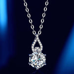 Load image into Gallery viewer, J1287 1 or 2 Carat Moissanite Pendant Necklace, Free Chain, Sterling Silver With 18K White Gold Plating, Handmade Engagement Gift  For Women Her

