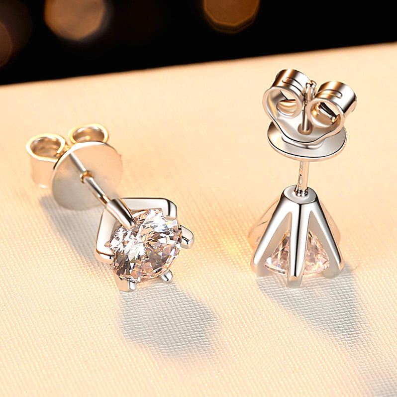 J1298 1+1ct Shinning Moissanite Earrings, S925 Sterling Silver, Handmade Engagement Gift  For Women Her