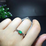 Load image into Gallery viewer, Natural Green Emerald Ring, Sterling Silver With 18K White Gold Plating, May Birthstone, Handmade Engagement Gift For Women Her
