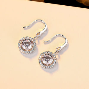 DJ1279 1+1 Carat Shinning Moissanite Earrings, Sterling Silver With 18K White Gold Plating, Handmade Engagement Gift  For Women Her