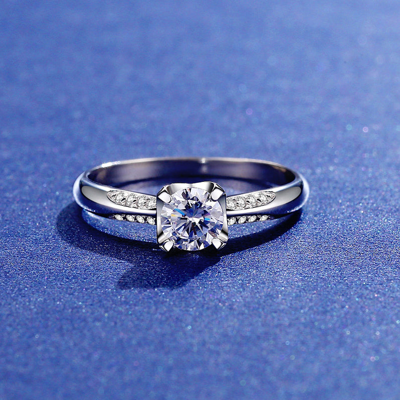 J1282 1 Carat Top Grade Moissanite Ring, Classic Style, Sterling Silver Rings for Women, Handmade Wedding Engagement Gift For Her