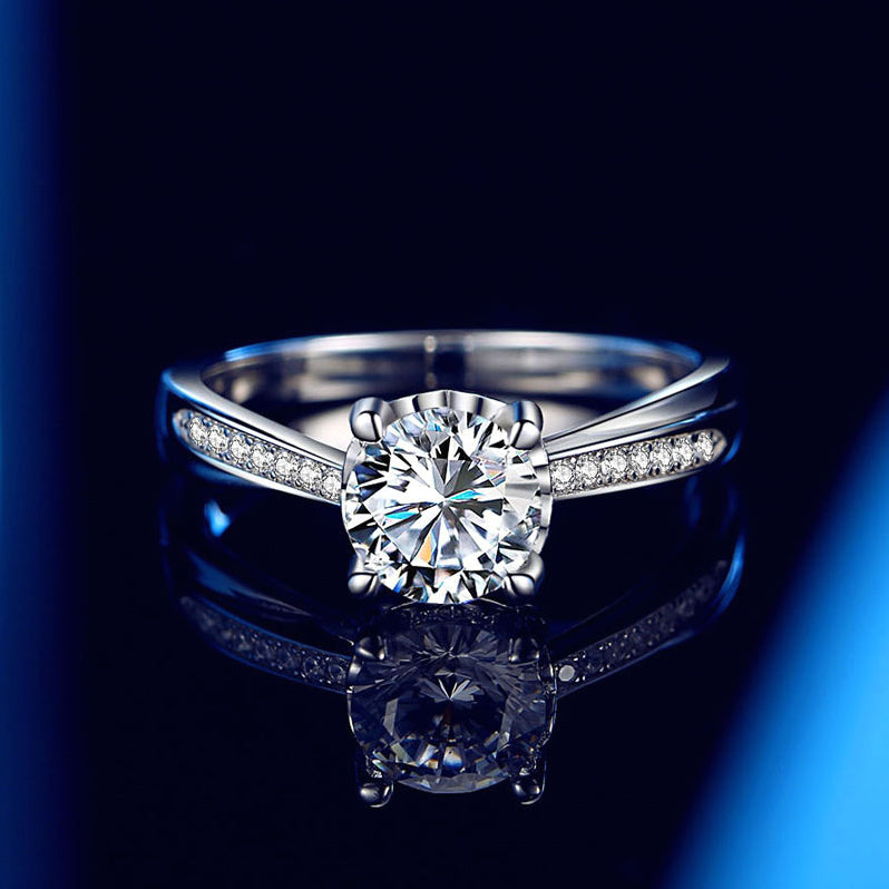 J1301 1 Carat Top Grade Moissanite Ring, Classic Style, Sterling Silver Rings for Women, Handmade Wedding Engagement Gift For Her
