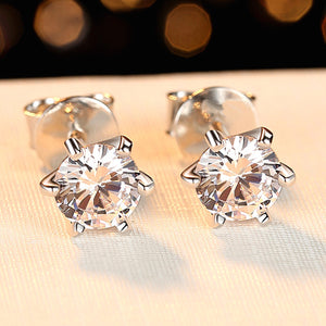 J1298 1+1ct Shinning Moissanite Earrings, S925 Sterling Silver, Handmade Engagement Gift  For Women Her