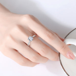 J1301 1 Carat Top Grade Moissanite Ring, Classic Style, Sterling Silver Rings for Women, Handmade Wedding Engagement Gift For Her