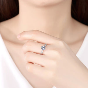 J1281 1 Carat Top Grade Moissanite Ring, Classic Style, Sterling Silver Rings for Women, Handmade Wedding Engagement Gift For Her