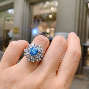 J021 Royal Blue Sapphire Ring, Created Sapphire, September Birthstone, Handmade Gift For Women Her