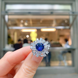 J021 Royal Blue Sapphire Ring, Created Sapphire, September Birthstone, Handmade Gift For Women Her