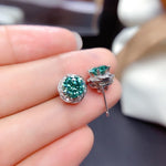 Load image into Gallery viewer, J002 1ct+1ct Shinning Bluish Green Moissanite Earrings, Sterling Silver With 18K White Gold Plating, Handmade Engagement Gift For Women Her
