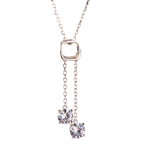 Load image into Gallery viewer, 0.8+0.8 Carat Moissanite Pendant Necklace, Moissanite Diamond, Sterling Silver With 18K White Gold Plating, Handmade Engagement Wedding
