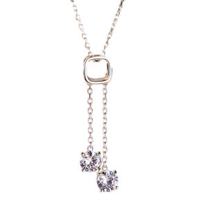 0.8+0.8 Carat Moissanite Pendant Necklace, Moissanite Diamond, Sterling Silver With 18K White Gold Plating, Handmade Engagement Wedding