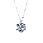 Load image into Gallery viewer, J1284 1 or 2 Carat Moissanite Pendant Necklace, Free Chain, Sterling Silver With 18K White Gold Plating, Handmade Engagement Gift  For Women Her
