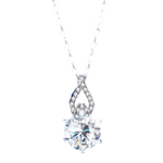Load image into Gallery viewer, J1287 1 or 2 Carat Moissanite Pendant Necklace, Free Chain, Sterling Silver With 18K White Gold Plating, Handmade Engagement Gift  For Women Her
