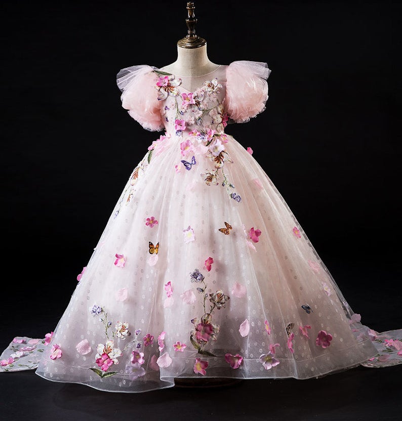 D1282 Flower Girl Dress, Toddler Dress, Baby Christmas Dress, Glitz Pageant Dress