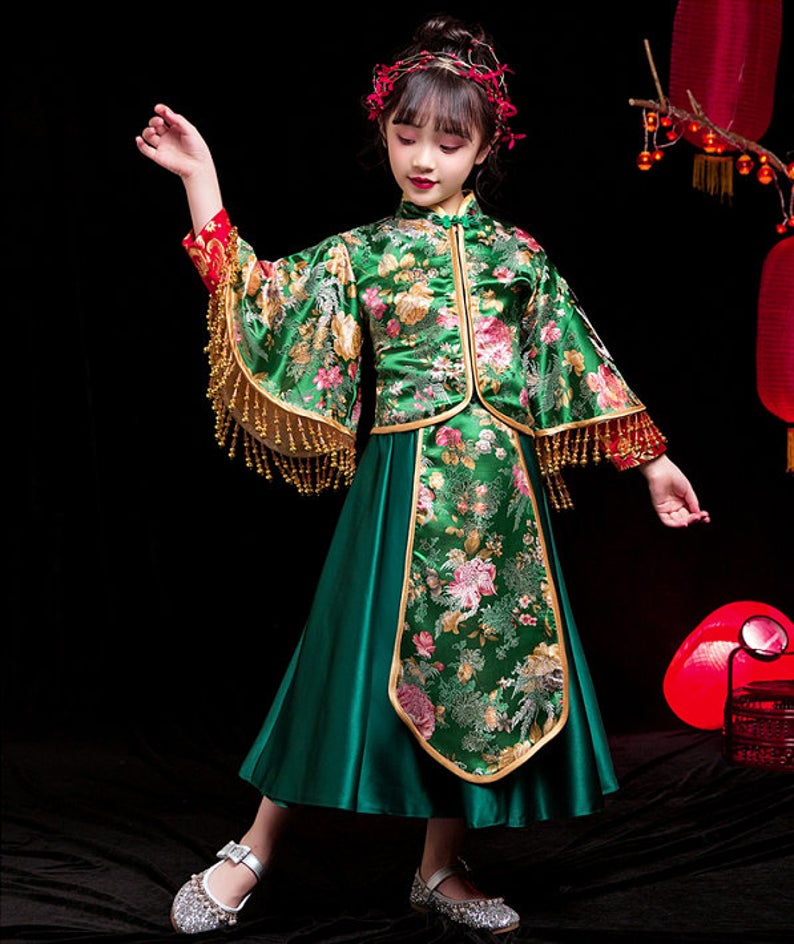 D1028 Chinese Style,Cheongsam,Gift Birthday Dress, Flower Girl Dress