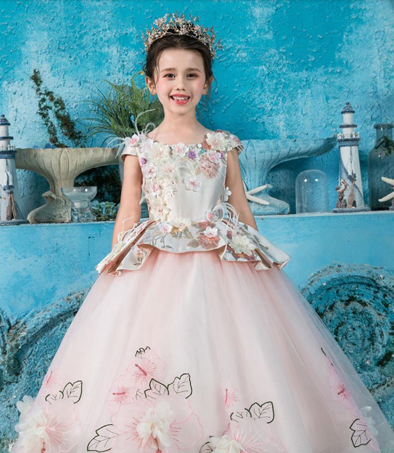 D1285 Flower Girl Dress, Toddler Dress, Baby Christmas Dress, Glitz Pageant Dress