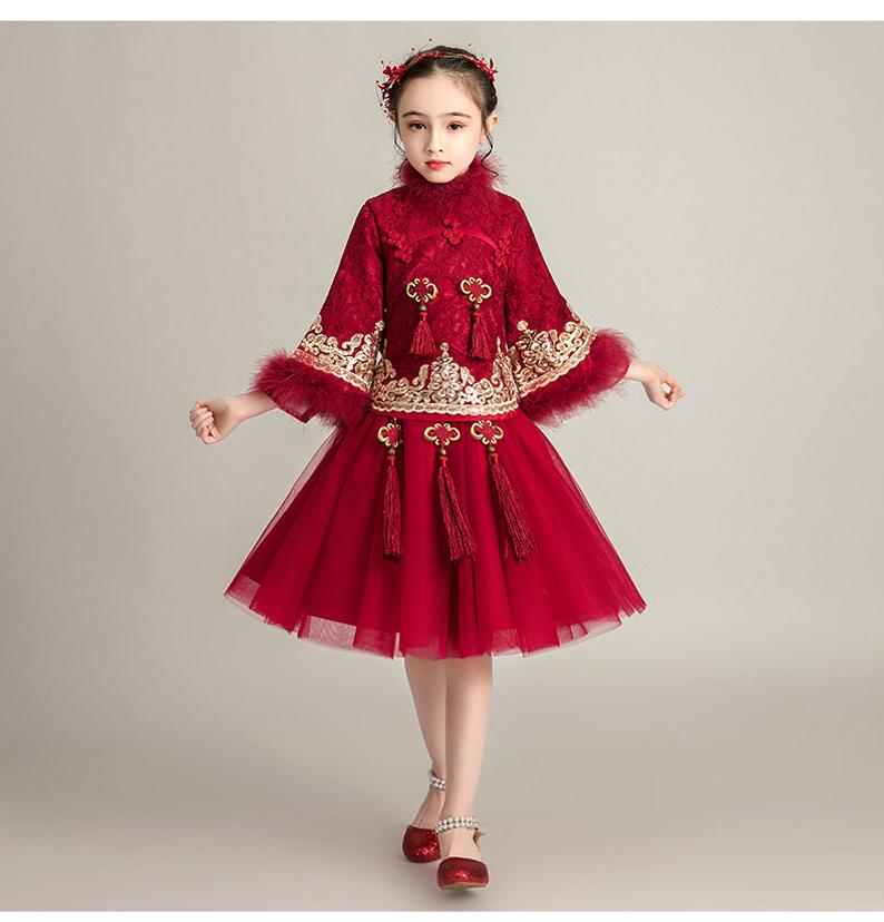 D1080 Chinese Style, Flower Girl Dress, Toddler Dress, Baby Christmas Dress
