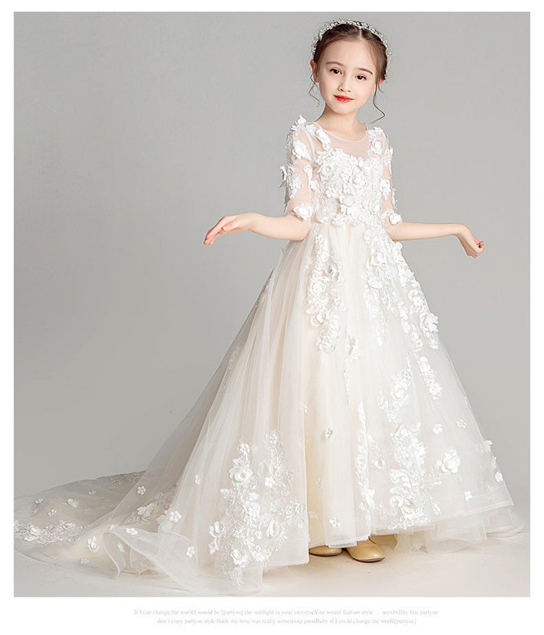 D1132 Girl Dress, Gift Birthday Dress, Flower Girl Dress, Toddler Dress
