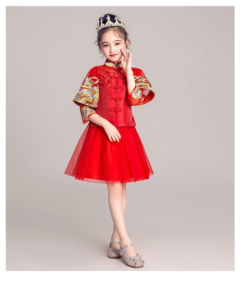 D1152 Chinese Style,Cheongsam, Flower Girl Dress, Toddler Dress