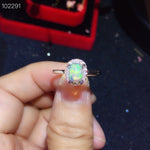 Load image into Gallery viewer, J011 Natural Opal Ring, Solid Rainbow Fire Opal, Sterling Silver With 18K Gold Plating, October Birthstone, Handmade Engagement Gift For Her Mum
