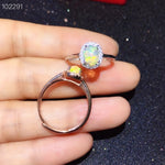 Load image into Gallery viewer, J011 Natural Opal Ring, Solid Rainbow Fire Opal, Sterling Silver With 18K Gold Plating, October Birthstone, Handmade Engagement Gift For Her Mum
