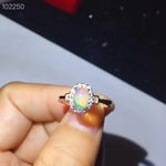 Load image into Gallery viewer, J010 Natural Opal Ring, Solid Rainbow Fire Opal, Sterling Silver With 18K Gold Plating, October Birthstone, Handmade Engagement Gift For Her Mum
