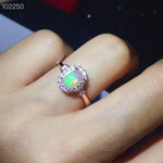 Load image into Gallery viewer, J010 Natural Opal Ring, Solid Rainbow Fire Opal, Sterling Silver With 18K Gold Plating, October Birthstone, Handmade Engagement Gift For Her Mum
