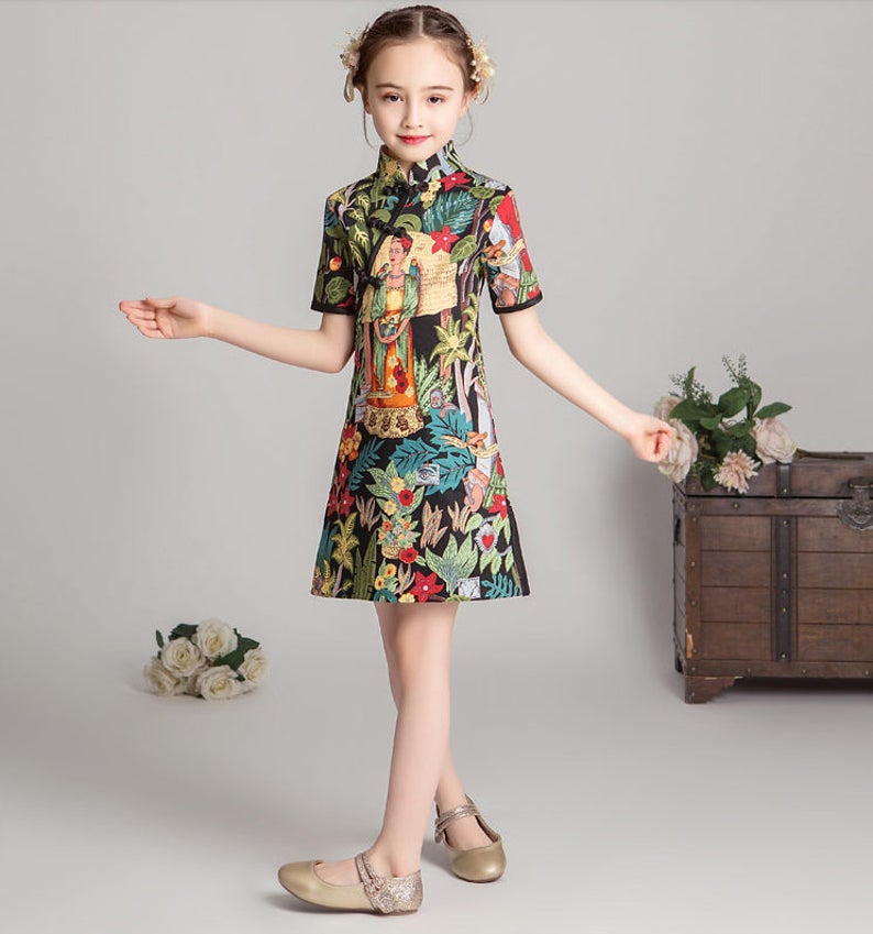 D1125 Chinese Style,Cheongsam,Gift Birthday Dress, Flower Girl Dress