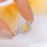 Load image into Gallery viewer, Natural Yellow Diamond Ring, 18K White Gold+Authentic Diamonds (side stones), Anniversary Gifts, Rings For Women, Diamond Ring
