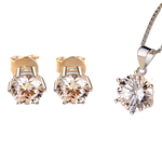 Load image into Gallery viewer, J1292 1 Carat Moissanite Earrings Pendant Necklace Set, Moissanite Diamond, Sterling Silver With 18K White Gold Plating, Handmade
