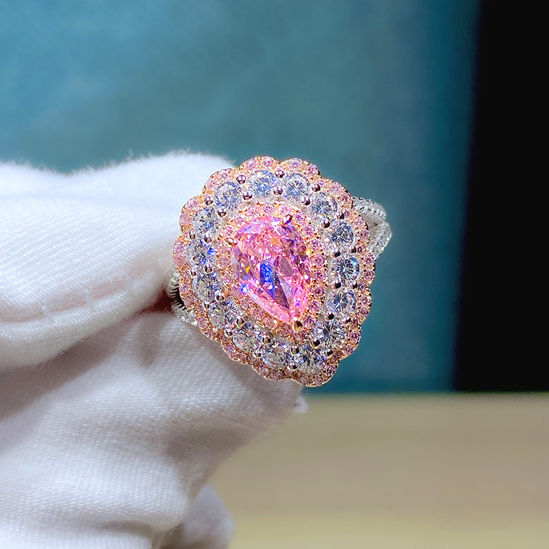 Pink Tourmaline Ring, Created Gemstone, Sterling Silver Rings for Women, Handmade Wedding Engagement