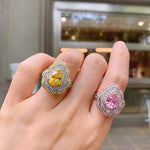 Load image into Gallery viewer, J020 Tourmaline/Diamond Ring, Created Gemstone, Rings for Women, Handmade Wedding Engagement
