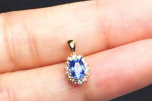 Natural Ceylon Blue Sapphire Pendant, 18K White/Yellow Gold, September Birthstone, Handmade Engagement Wedding, Gift  For Women Her