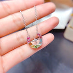 Load image into Gallery viewer, Natural Multi Color Tourmaline Pendant, S925 Sterling Silver, October Birthstone, Handmade Engagement Gift For Women

