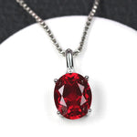 Load image into Gallery viewer, Blood Red Ruby Pendant Necklace, Created Ruby, July Birthstone, Sterling Silver, Handmade Engagement Gift For Women Her

