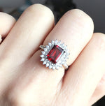 Load image into Gallery viewer, Natural Red Garnet Ring, January Birthstone, S925 Sterling Silver, Handmade Engagement Gift For Women Her

