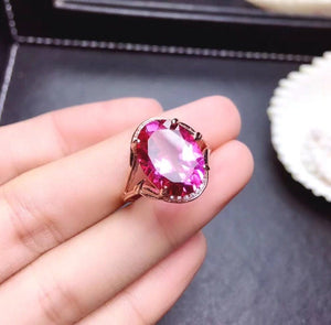 SALE! Natural Pink Topaz Ring, S925 Sterling Silver, November Birthstone, Handmade Engagement Gift For Women Her