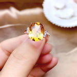 Load image into Gallery viewer, Huge Natural Citrine Ring, November Birthstone, Sterling Silver Rings For Women, Handmade Wedding Engagement Gift For Mum Her
