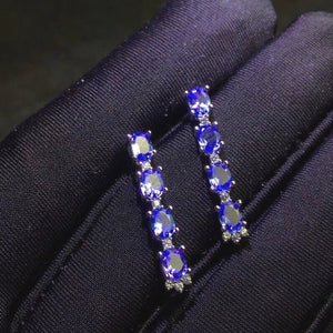 Natural Blue Tanzanite Earrings, December Birthstone, S925 Sterling Silver, Handmade Engagement Gift For Women Her
