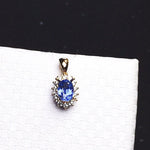 Load image into Gallery viewer, Natural Ceylon Blue Sapphire Pendant, 18K White/Yellow Gold, September Birthstone, Handmade Engagement Wedding, Gift  For Women Her

