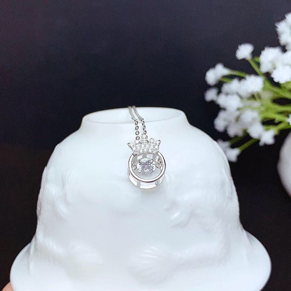 0.5 Carat Shinning Moissanite Pendant Necklace, S925 Sterling Silver, Handmade Engagement Gift  For Women Her